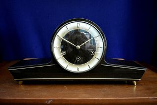 Vintage Mid Century Art Deco Style Mauthe Chiming Mantle Clock 3