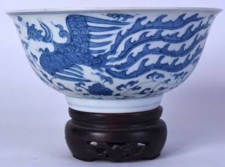 Chinese porcelain bowl Chinese blue & white chenghua mk hardwood stand china 2