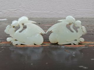 From Old Estate Antique Chinese Qing Pair 2xsuper White Jade Pedents Asian China