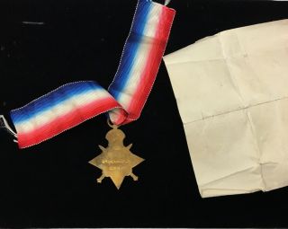 WWI British Army 1914 - 1915 Star MEDAL & Ribbon Captain JD Morgan W note CANADA 6
