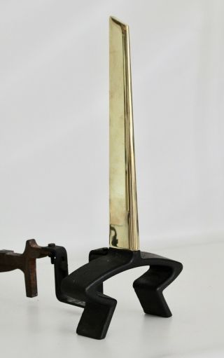 Donald Deskey Art Deco Vtg Mid Century Modern Fireplace Brass Iron Andirons Tool 9