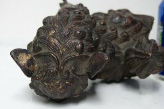 LARGE EARLY CHINESE GILT BRONZE FOO DOG - EXTREMELY RARE - L@@K 10