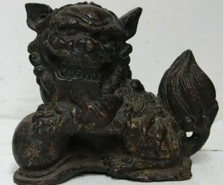 Large Early Chinese Gilt Bronze Foo Dog - Extremely Rare - L@@k