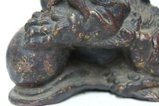 LARGE EARLY CHINESE GILT BRONZE FOO DOG - EXTREMELY RARE - L@@K 3