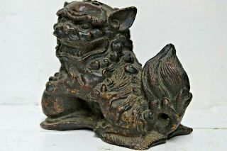 LARGE EARLY CHINESE GILT BRONZE FOO DOG - EXTREMELY RARE - L@@K 5