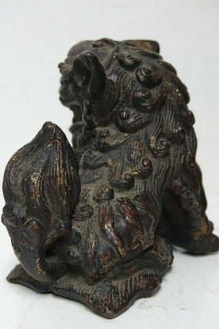 LARGE EARLY CHINESE GILT BRONZE FOO DOG - EXTREMELY RARE - L@@K 6