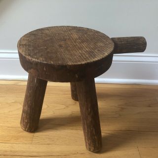 Antique 1930s 3 - Legged Wooden Milking Stool By Walpole Woodworking Inc Mass.