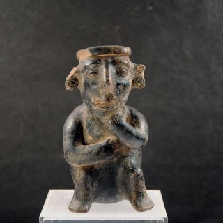 Pre - Columbian Nayarit Seated Figure Vessel - Protoclassic 200 B.  C.  - 300 A.  D.