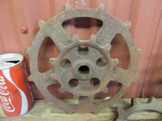 3 Antique Cast Iron Farm Steam Engine Hit Miss Engine Era Gear Chain Sprocket 4