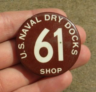 Ww2 Us Army Military Mare Island Dry Dock Shop Shipbuilding Badge Pin