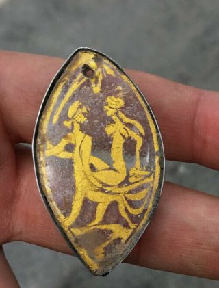Ancient Roman Sandwich Glass With Gold In Between Love Pendant P0048