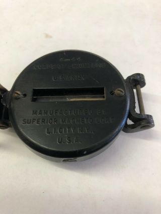 Vintage Superior Magneto Us Army Corps Of Engineers Compass Ww2 Era 6 - 1944