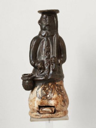 RARE antique Meiji period figural oribe nanban ceramic,  European man,  JAPAN 2