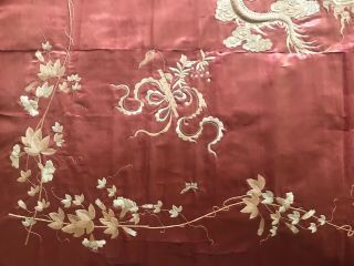 REMARKABLE Large ANTIQUE CHINESE SILK PANEL with DRAGONS - QING 43 