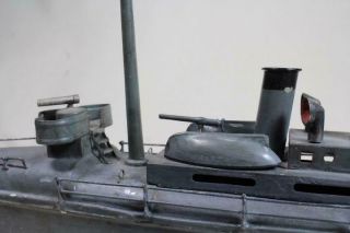 Bing German made Gun Boat Tin Toy wind - up boat 1920 ' s.  Marklin Carette 10