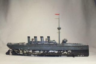 Bing German Made Gun Boat Tin Toy Wind - Up Boat 1920 