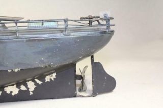Bing German made Gun Boat Tin Toy wind - up boat 1920 ' s.  Marklin Carette 4