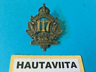 117th Cef Infantry Battalion Eastern Township Cap Badge Ww1 Quebec Canada
