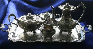 Vintage A.  E.  Poston & Co.  Birmingham,  UK Sterling Tea set Repousse. 8