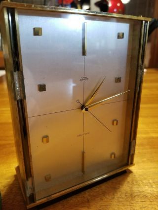 Vintage Desk Cyma Amic Clock Swiss Made Artdeco Electronic Solid Brass Heavy