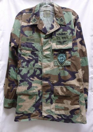 Us Navy Camo Bdu Shirt Surface Air Warfare Badge Fleet Activity Police Yokosuka