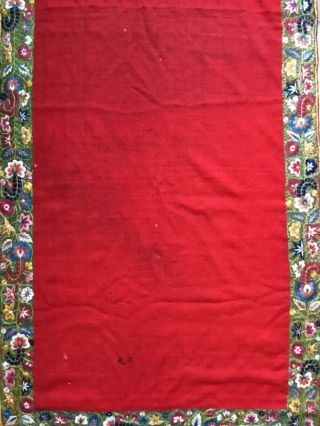 A LONG ANTIQUE INDIAN DELHI SHAWL FLORAL HAND EMBROIDERED ON SILK/WOOL? 7