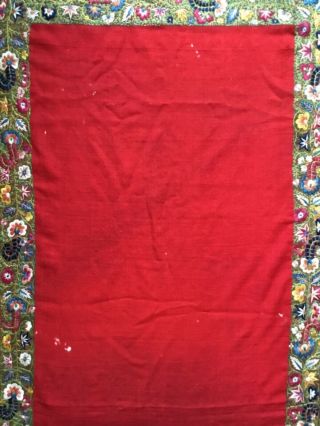 A LONG ANTIQUE INDIAN DELHI SHAWL FLORAL HAND EMBROIDERED ON SILK/WOOL? 8