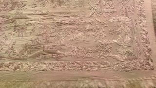 ANTIQUE CHINESE LILAC SILK EMBROIDERED SHAWL,  MANTON DE MANILA.  FIGURES,  DRAGONS 6