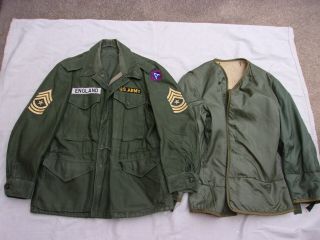Us Army M1951 Field Jacket With Liner And Patches - - Small Short