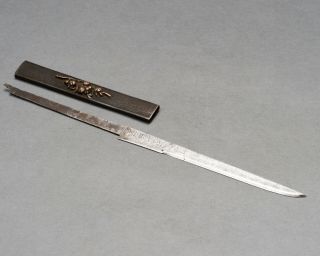Signed Kozuka Kogatana Antique Japanese Short Sword Knife Samurai Koshirae