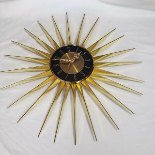 Vintage Starburst Wall Clock Elgin Atomic Sunburst Retro Mid Century 1960s