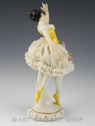 Antique Germany Figurine VOLKSTEDT DRESDEN LACE LADY GIRL BALLERINA DANCER 2