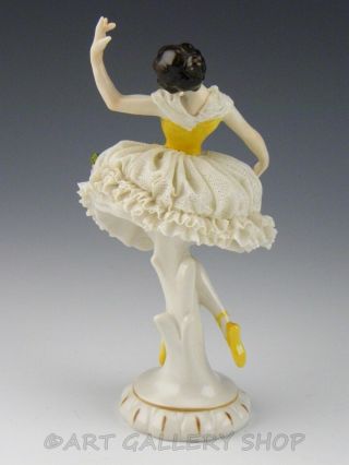 Antique Germany Figurine VOLKSTEDT DRESDEN LACE LADY GIRL BALLERINA DANCER 3