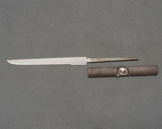 Kozuka Kogatana " Skull " Antique Japanese Short Sword Knife Koshirae Menuki Tsuba