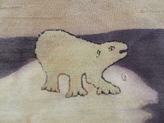 Antique Vintage Grenfell? Hand Made Hooked Mat Rug Folk Art Polar Bear Ice Flow 3