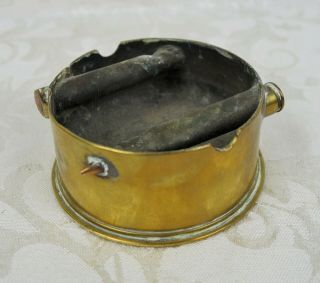Large WWII Trench Art Brass Artillery Shell Casing Bullet Ashtray 3