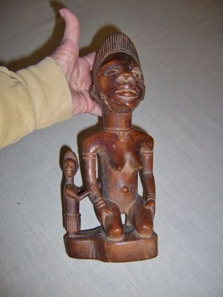 Hand Carved Doll Fertility Figure With Child Carved Wood Africa 19th Cent