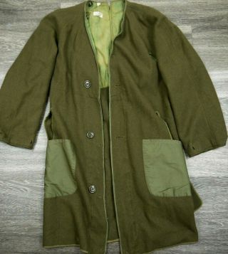 Vintage 1952 Fishtail Overcoat Wool Liner For Coat Military Korean War Mens M