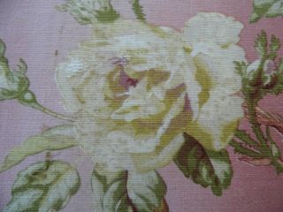 French Victorian Roses & Scroll Home Dec Fabric On Pink Ground c1870 - 80 2yLX31 