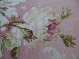French Victorian Roses & Scroll Home Dec Fabric On Pink Ground c1870 - 80 2yLX31 