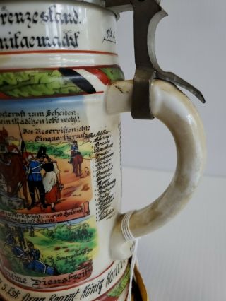 Antique Reservist Jug 5.  Dragoner Regiment 1st Hannoveri Beer Stein Mug 14 5/8in 4