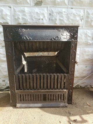 Buckeye Cast Iron Fireplace Insert w/Summer Cover Antique Vintage 1890 ' s 3