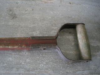 Vintage Primitive Child ' s Toy Metal Snow Shovel Wood Handle Marked PO Made 7