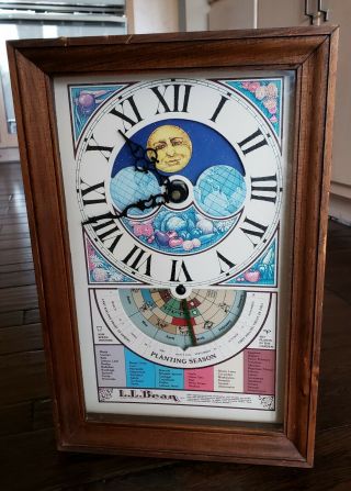 Vintage L.  L.  Bean Farmer Planters Planting Season Zodiac Clock Moon Dial Rare Ll