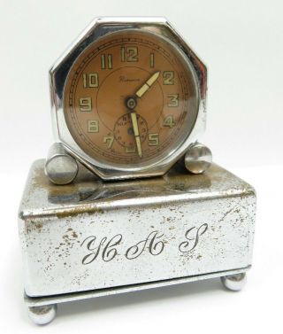 Vintage Alarm Clock & Music Box Swiss Made Renova Desk Table 3 