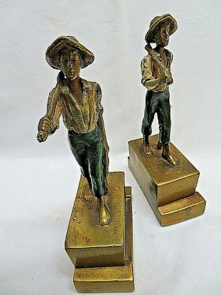 Vintage Armor Bronze Co.  Tom Sayer Bookends Circa 1920 