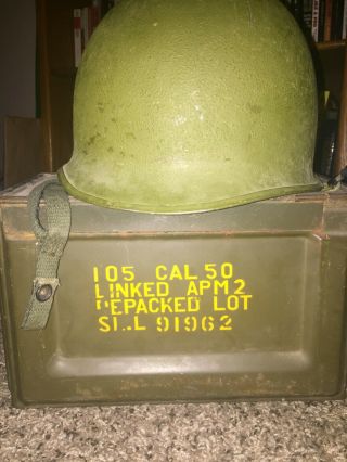 Korean War M1 Helmet With Liner.  Very Unique