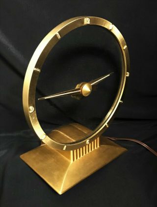 Mid Century Jefferson Golden Hour Mystery Mantle Clock Art Deco Electric