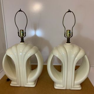 Vintage Mid Century Modern White Lamp Art Deco Contemporary Theme (2) Available