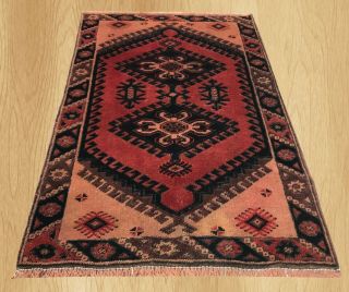 Authentic Hand Knotted Vintage Turkish Wool Area Rug 3.  8 X 2.  5 Ft (6538)